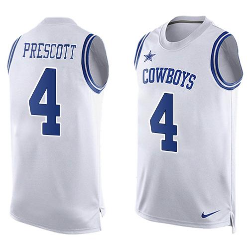 Nike Cowboys #4 Dak Prescott White Men's Stitched NFL Limited Tank Top Jersey - Click Image to Close